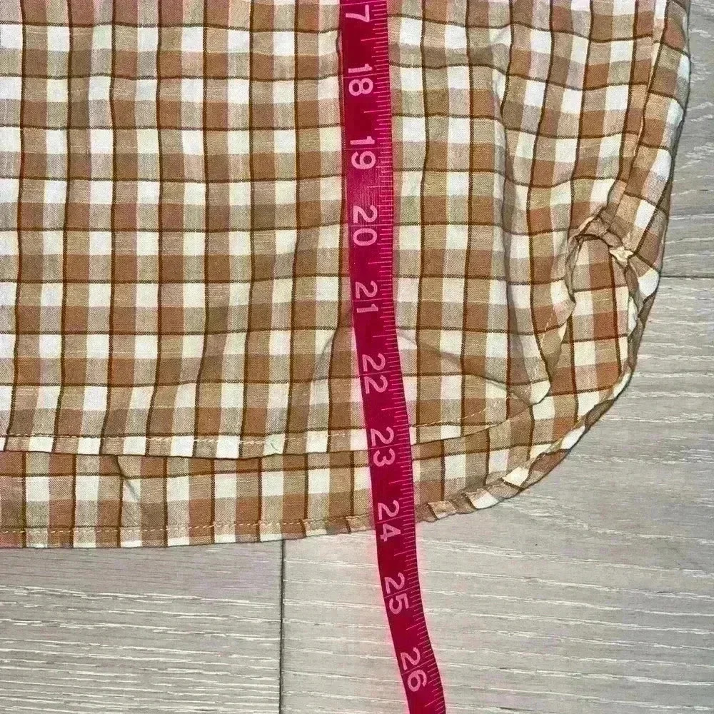 Madewell Crinkle Cotton Bubble-Sleeve Popover Shirt in Check XS - Picture 9 of 10